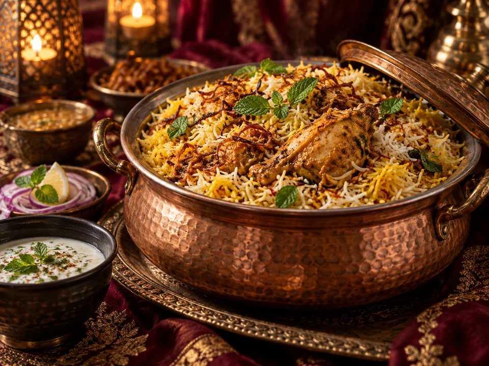 Hyderabadi Chicken Dum Biryani prepared for an office gathering