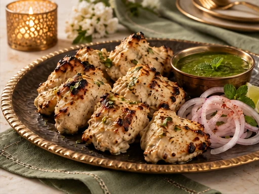 Chicken Malai Tikka presented at a premium catered event