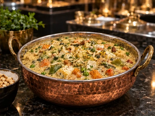 Vegetable Paneer Mix Korma presented at a premium catered event
