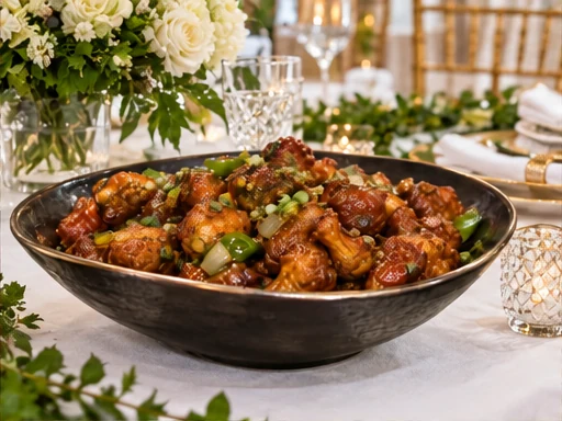 Phul Kobi Manchurian presented at a premium catered event