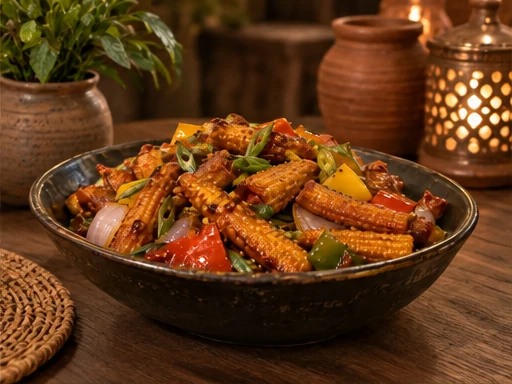 Chilli Garlic Corn presented at a premium catered event